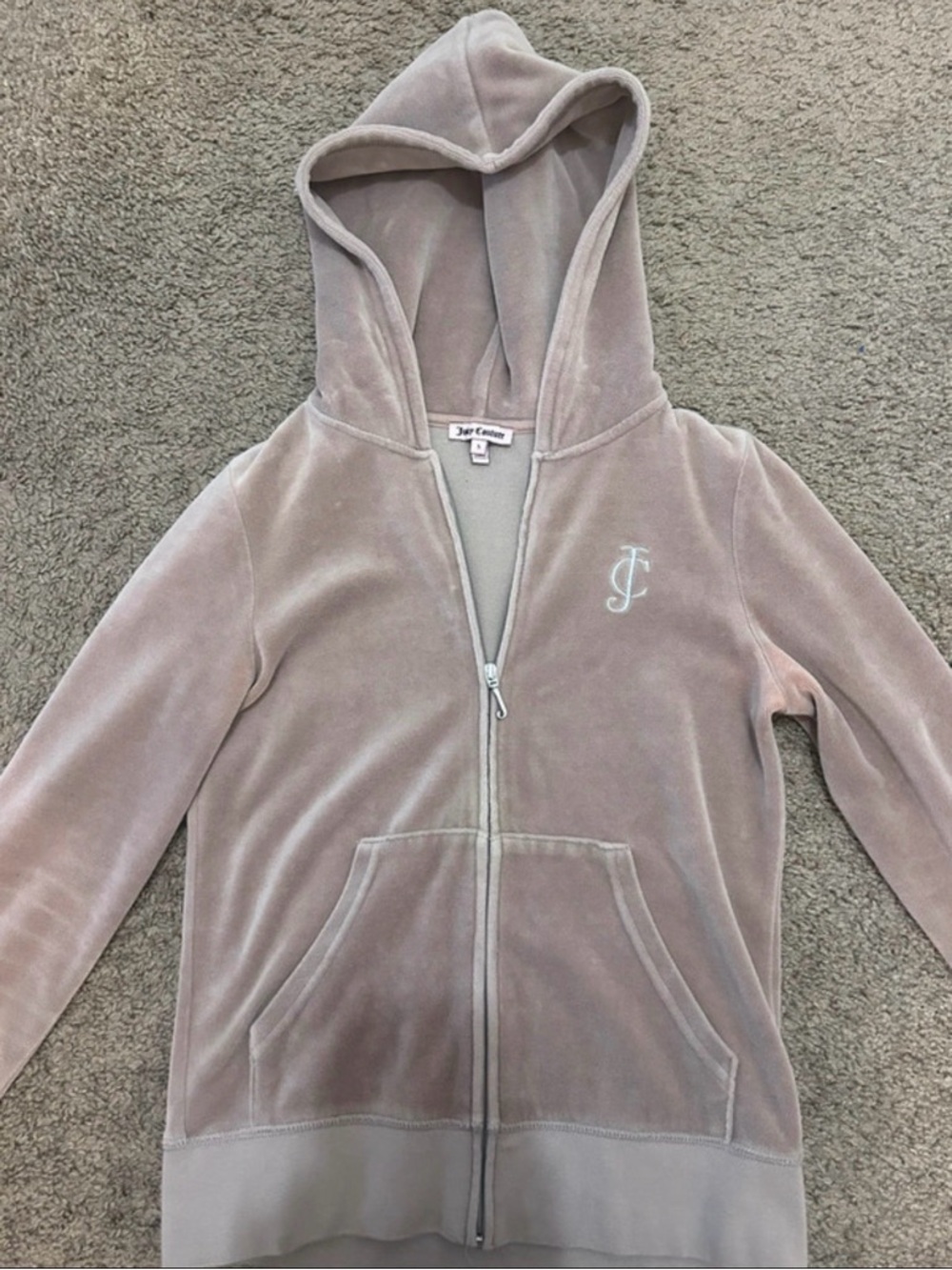 Juicy Couture Girls' Velour Zip-Up Hoodie - beige/brown